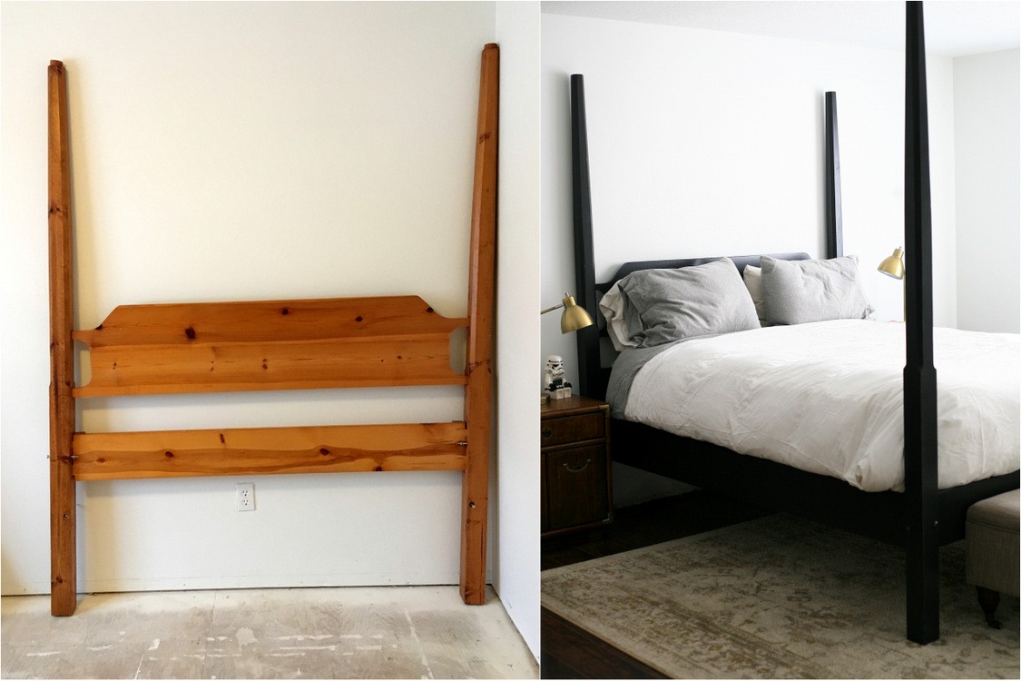 Elegant Black Four-Poster Bed DIY Transformation
