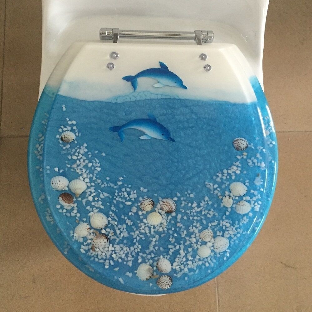 Elongated dolphin aquarium acrylic oval shaped toilet seat