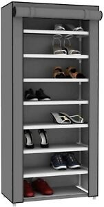 Enclosed shoe rack closet organizer 24 pair gray fabric 8