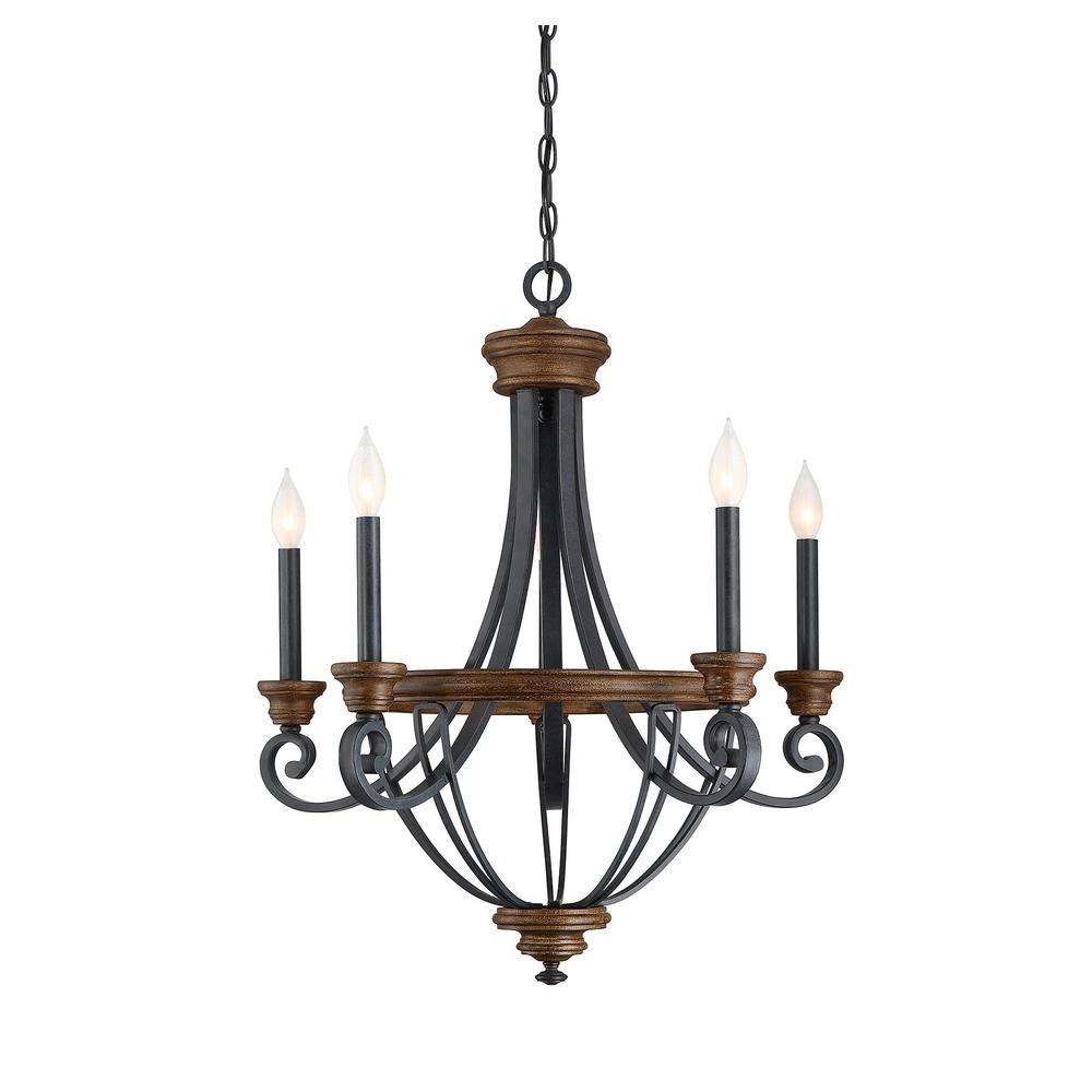 Filament design 5 light whiskey wood chandelier ect