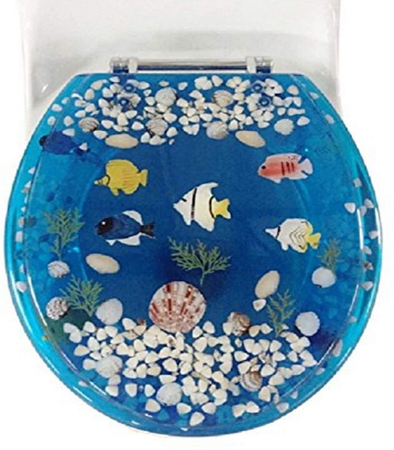 Fish aquarium acrylic round shaped toilet seat blue clear 1