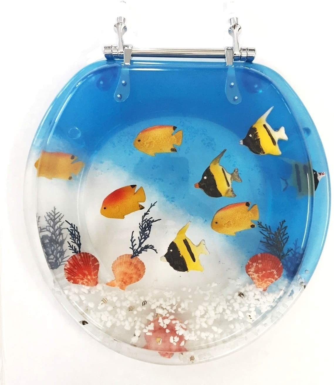 Fish aquarium acrylic round shaped toilet seat blue clear 2