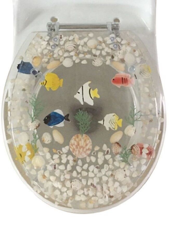 Fish aquarium acrylic round shaped toilet seat clear 17