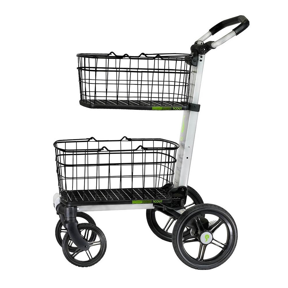 Folding aluminum cleaning cart with removable baskets 1