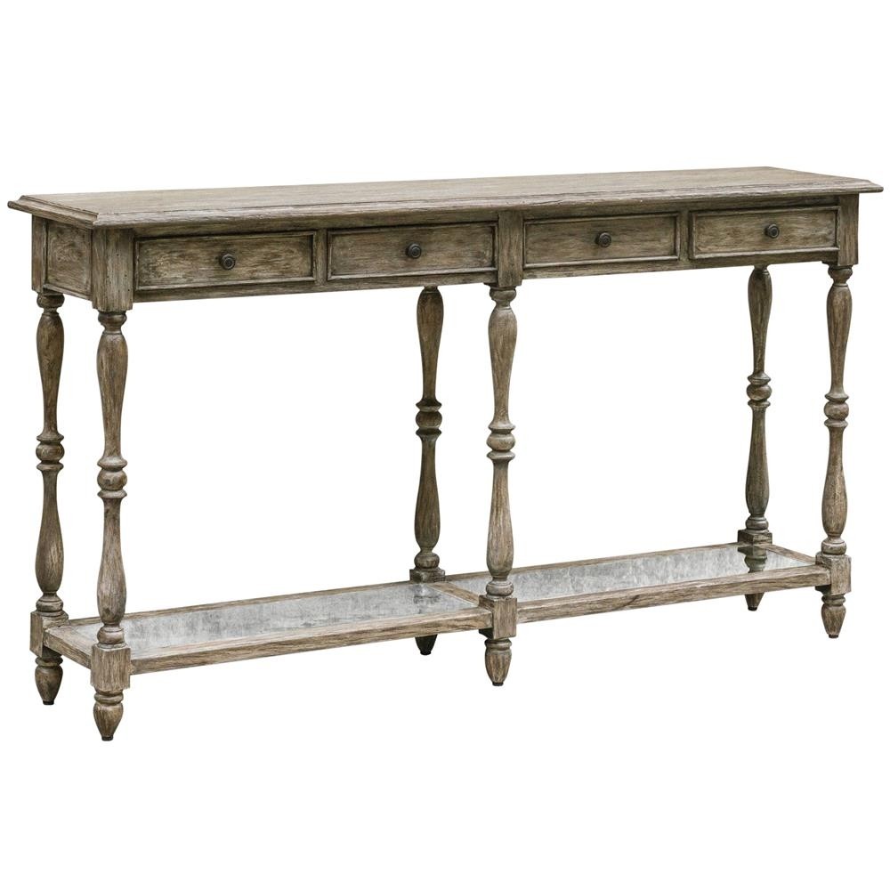 Francine french country rustic mahogany mirrored console table