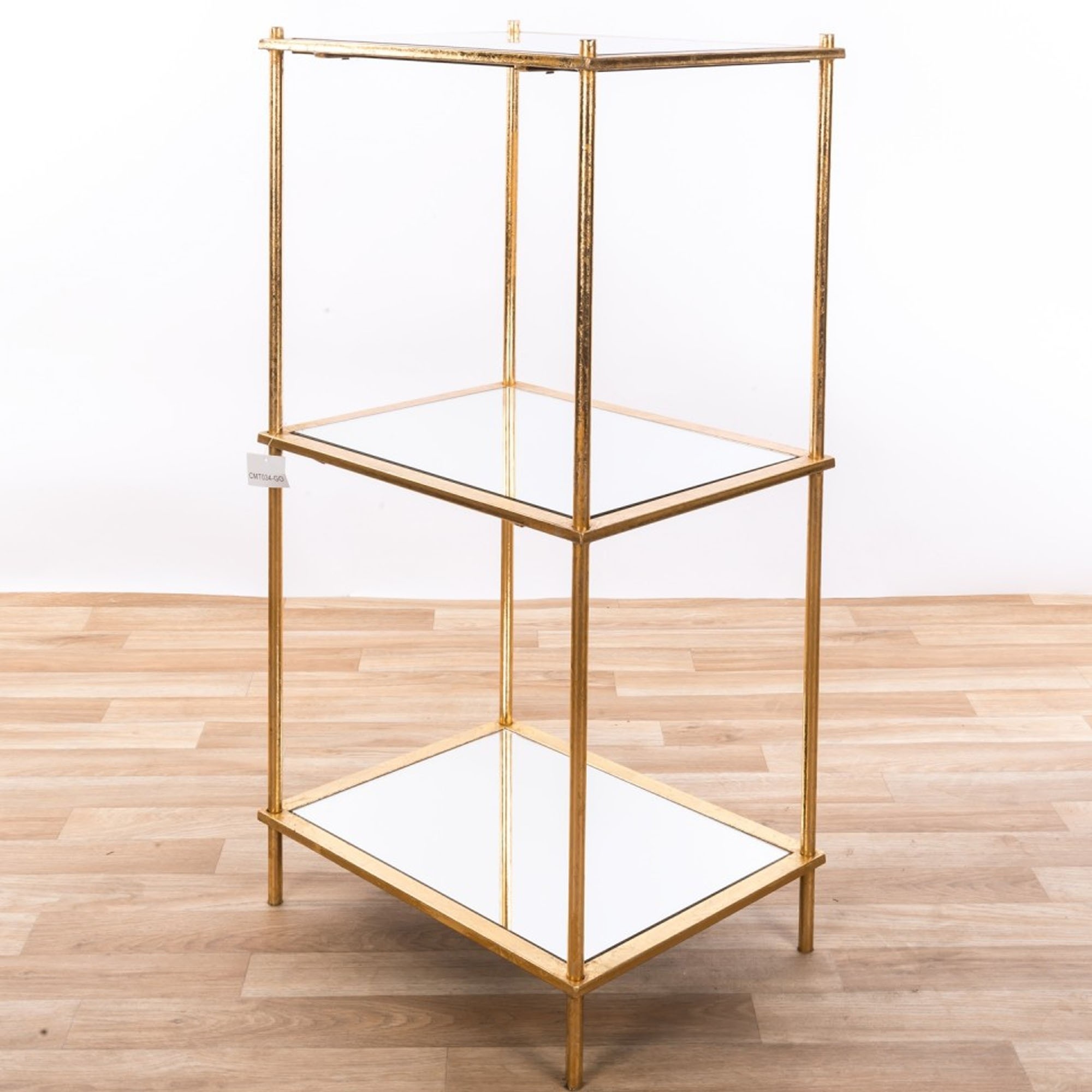 Gold modern tall glass shelf shelving