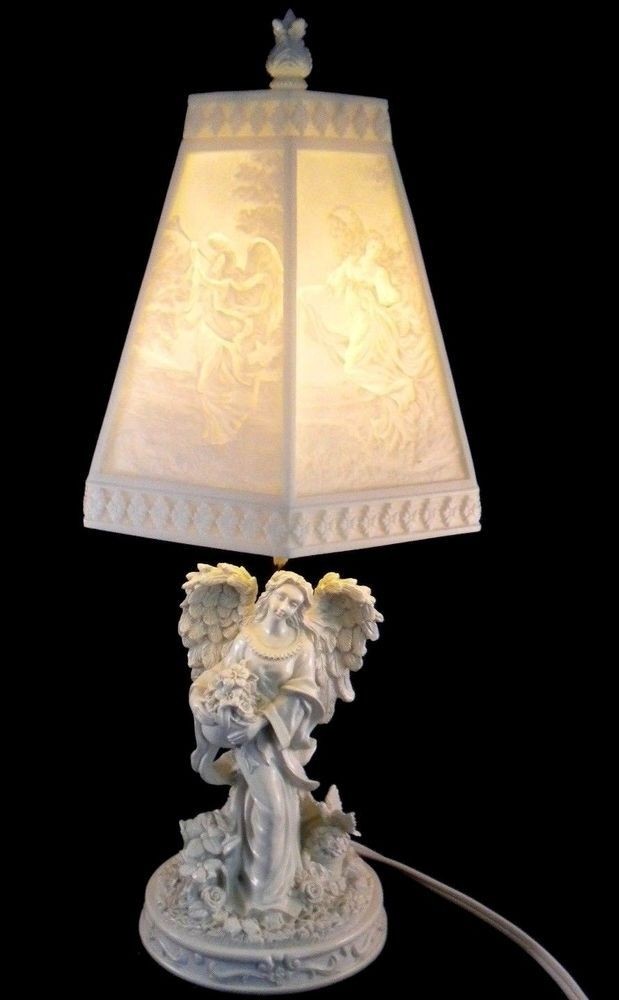 Guardian angel off white 17 lamp shade end table