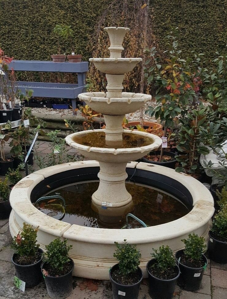 Hampton fountain in 5 foot fiberglass pond surround set