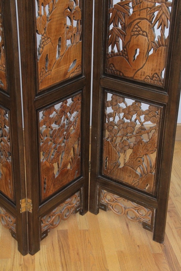 Hand carved wooden room divider ebth