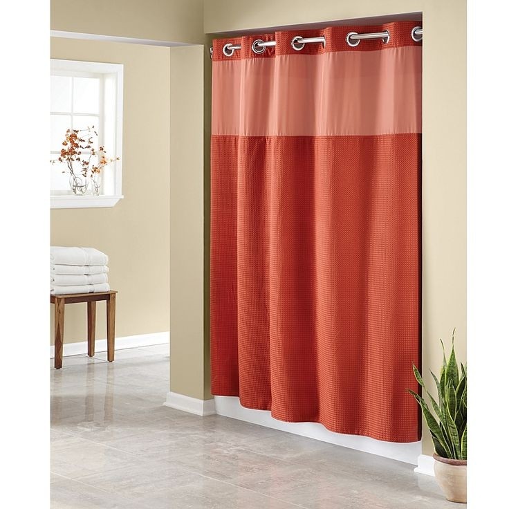 Hookless waffle 54 x 80 stall fabric shower curtain in