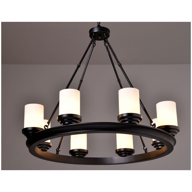Industrial vintage pillar candle round chandelier wrought