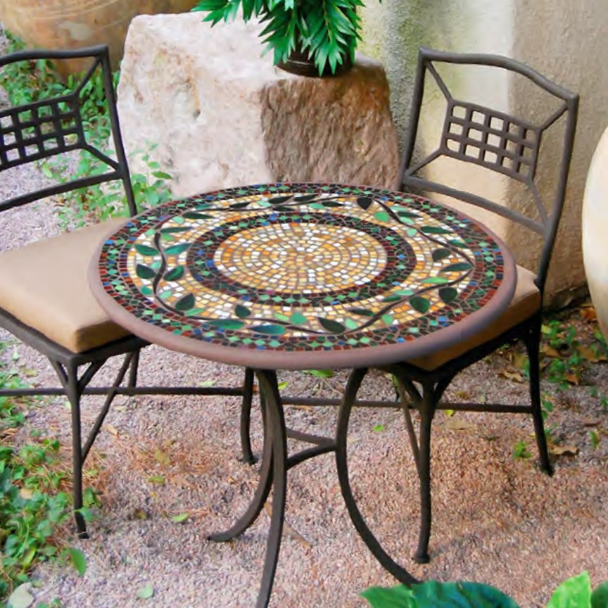 Knf garden designs 30 iron mosaic bistro set for 2