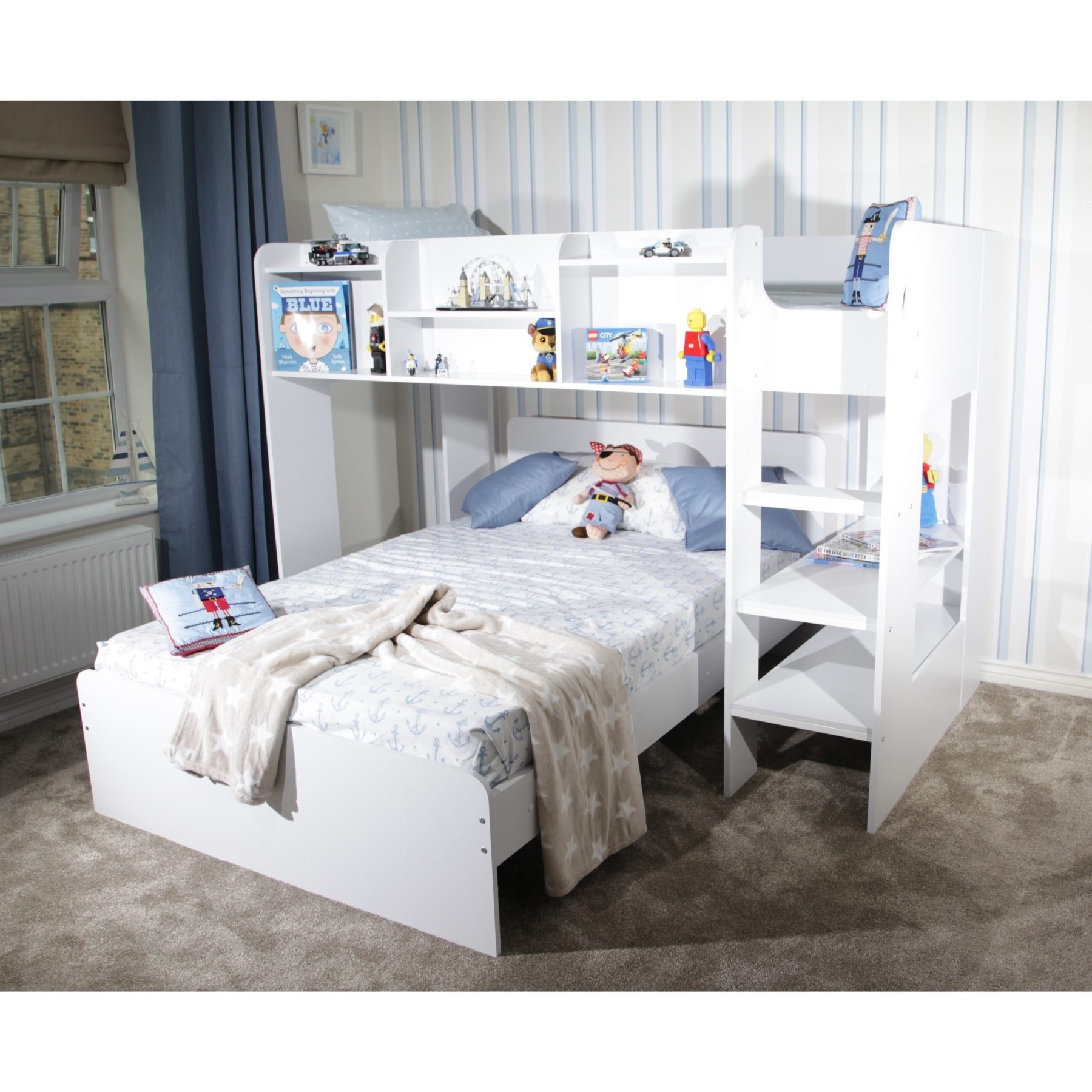 L shaped triple sleeper bunk bed childrens beds fads