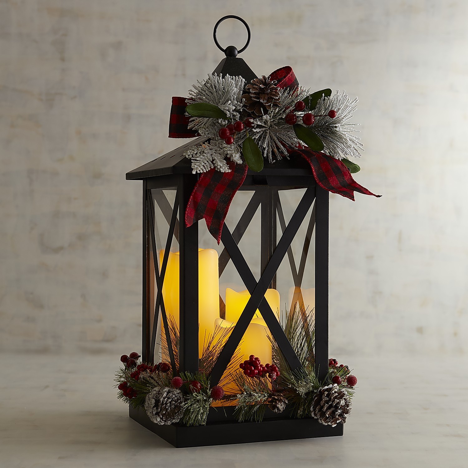 Large faux floral lantern led flameless candles pier1