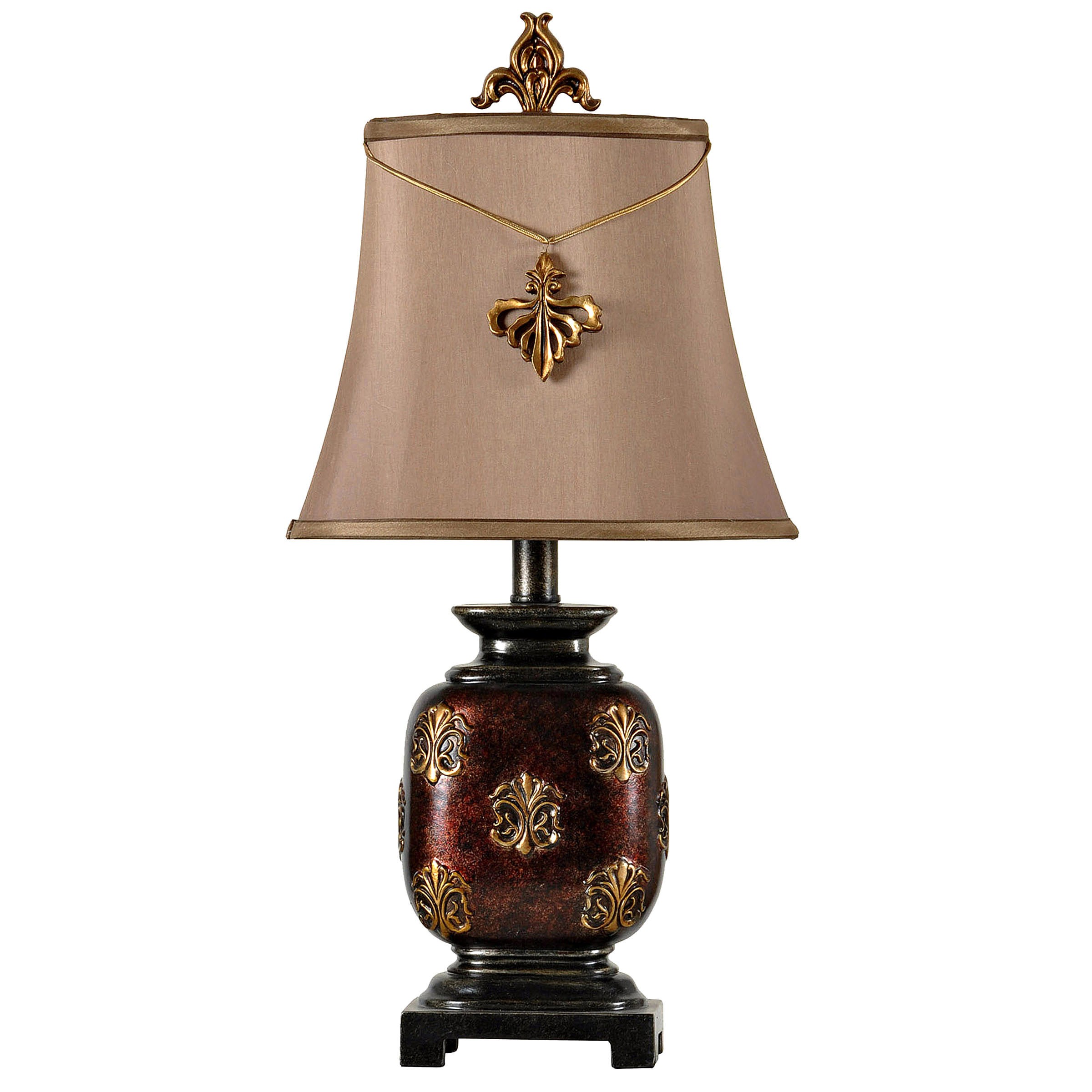 Maximus mini accent table lamp with fleur de lis pendant