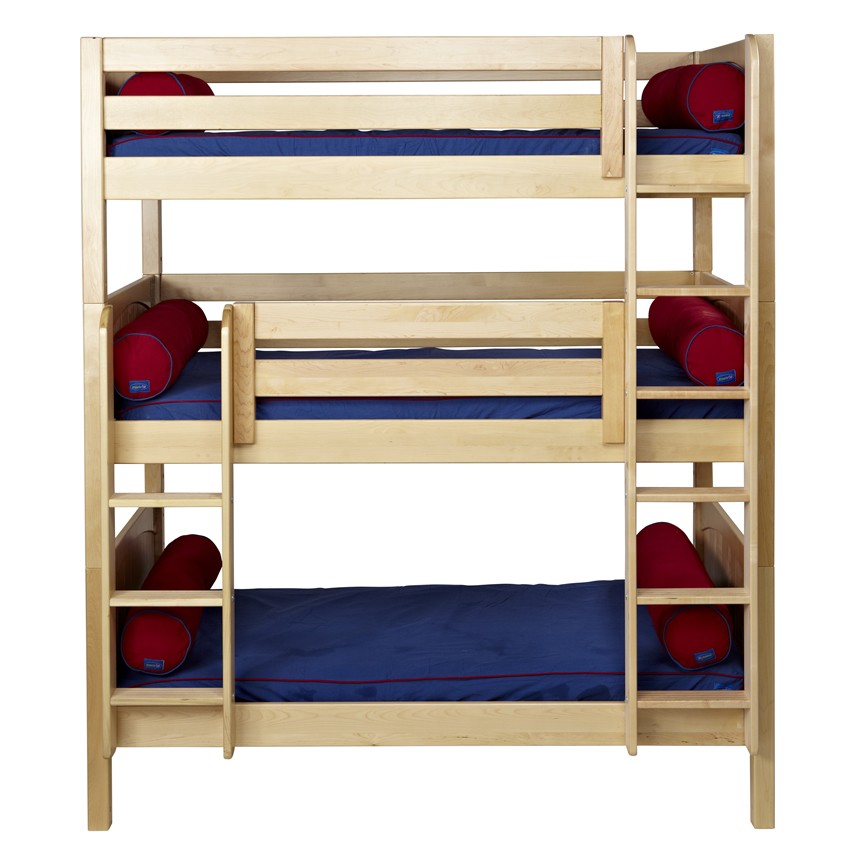 Maxtrix holy triple bunk bed in natural with panel bed