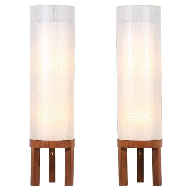 Mid century modern column style floor lamps by modeline