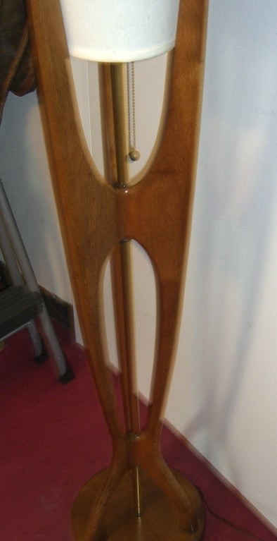 Mid century modern danish style teak wood floor lamp at