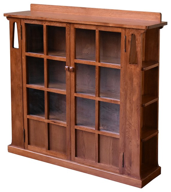 Mission double door bookcase with side shelves michaels