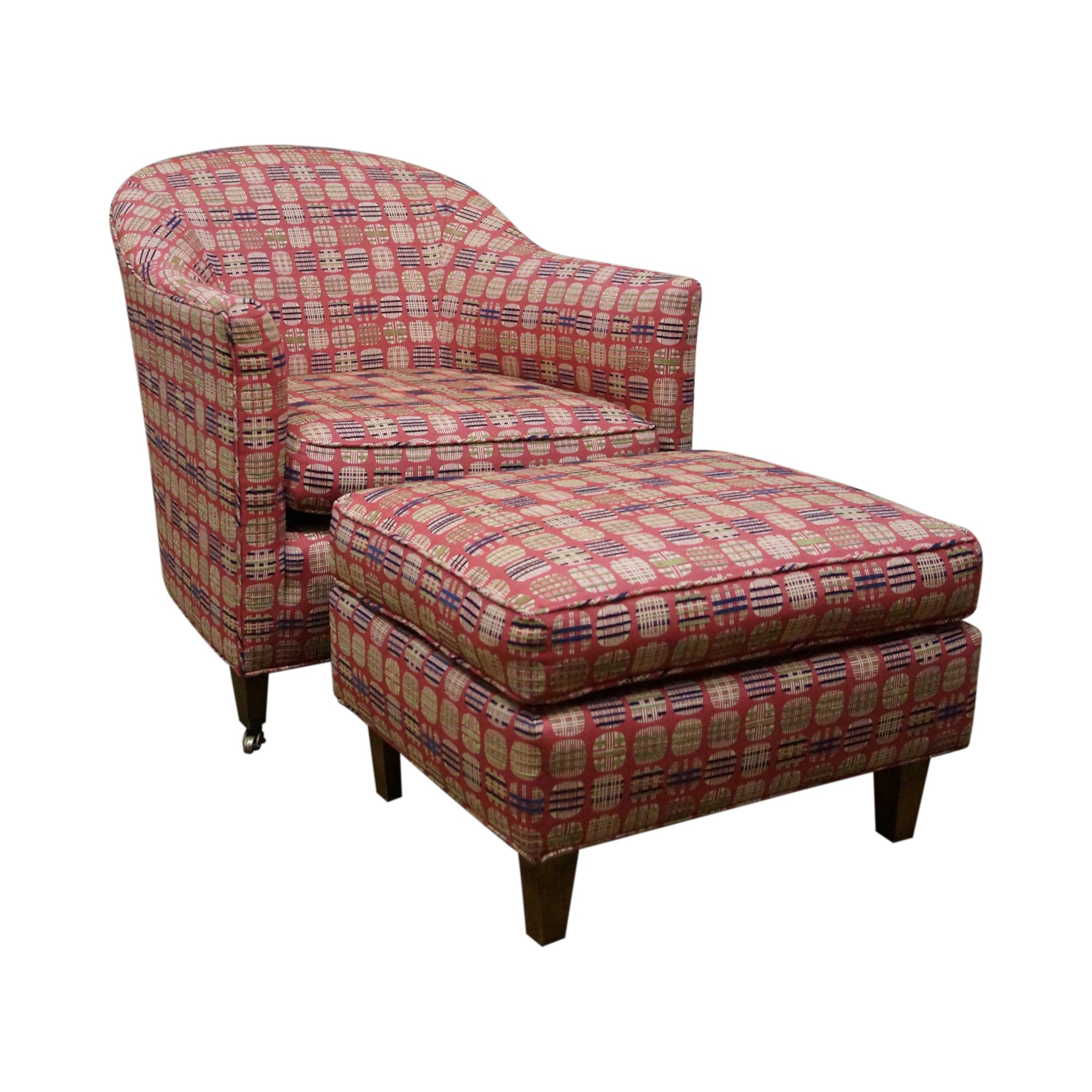 Newerly upholstered barrel back lounge chair chairish
