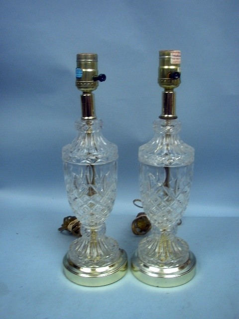 Pair 24 lead crystal accent lamps by action industries ebay