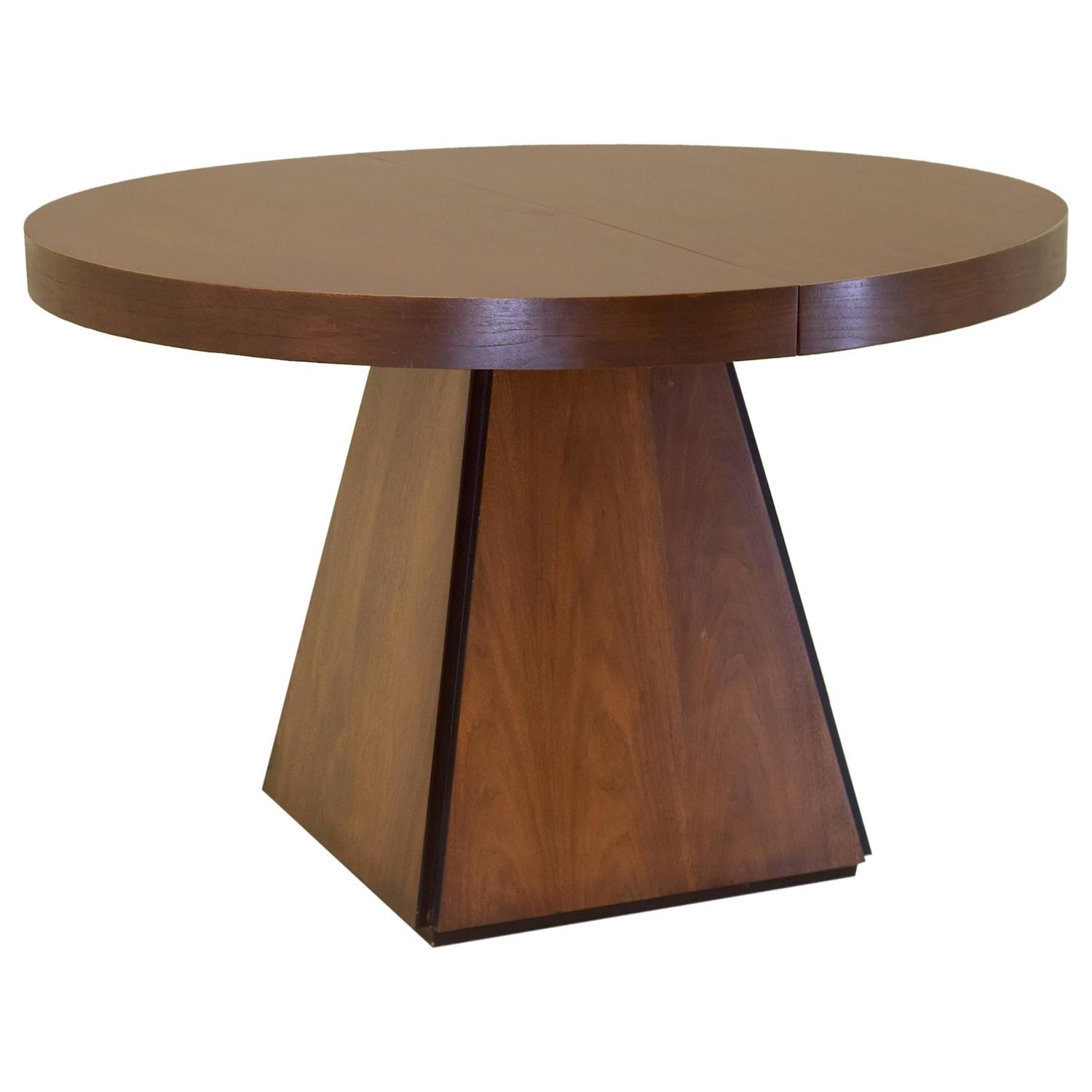 Pierre cardin round obelisk dining table in walnut with