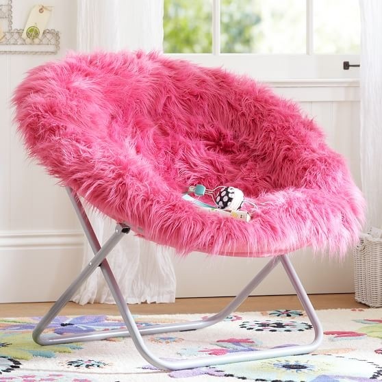 Pink fur rific faux fur hang a round chair pottery