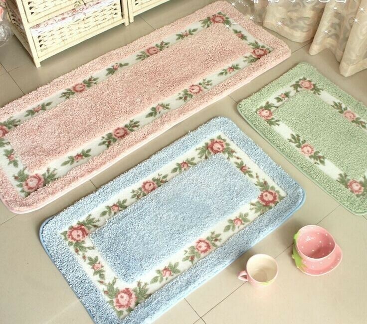 Pink rose area rug room designer oval decorative rose mat