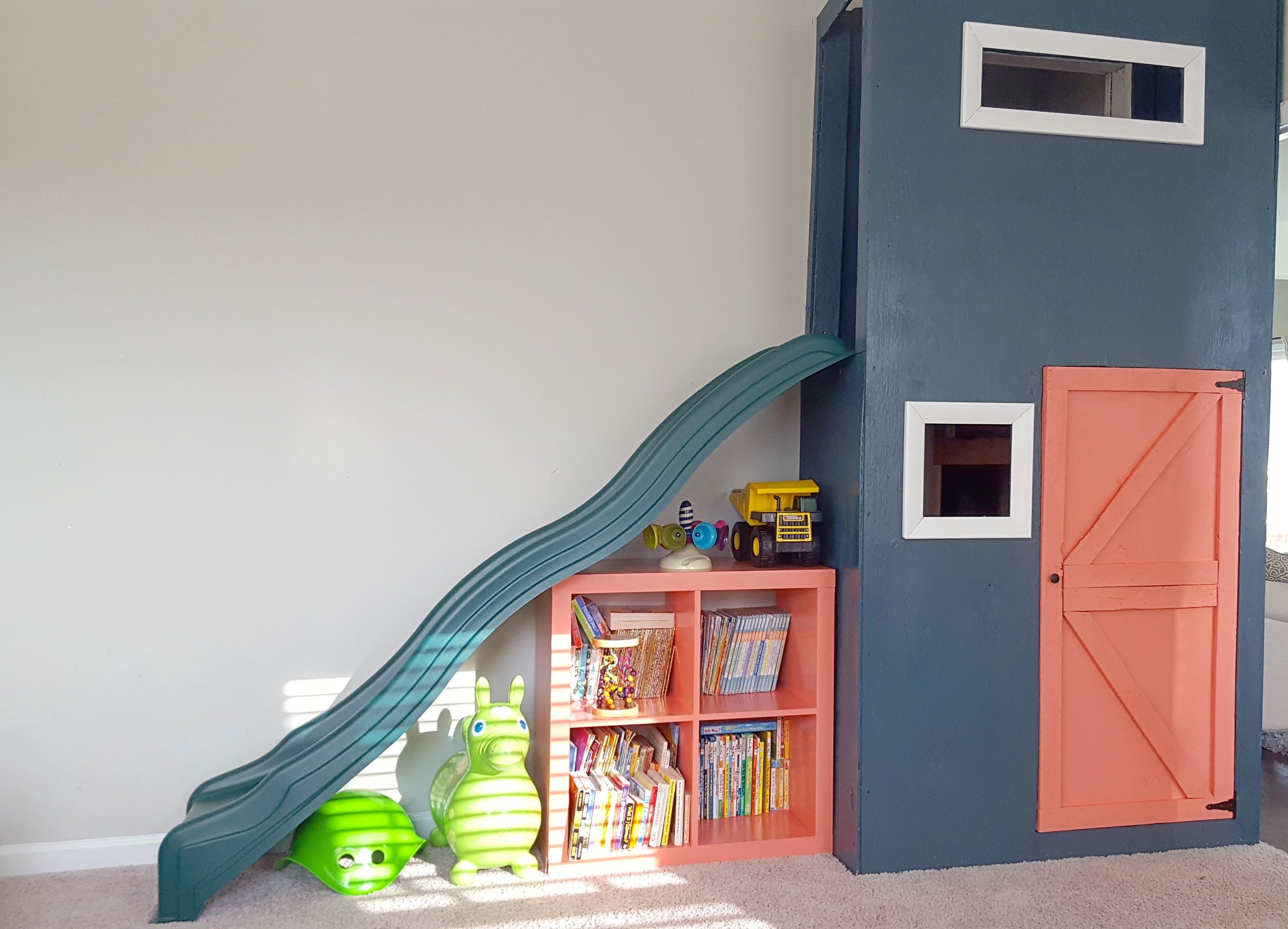 Playroom slide playhouse indoor slide under stairs