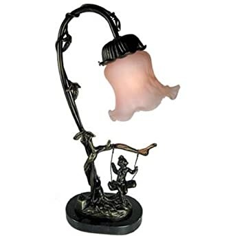Pretty swinging angel with pink shade table lamp 4362