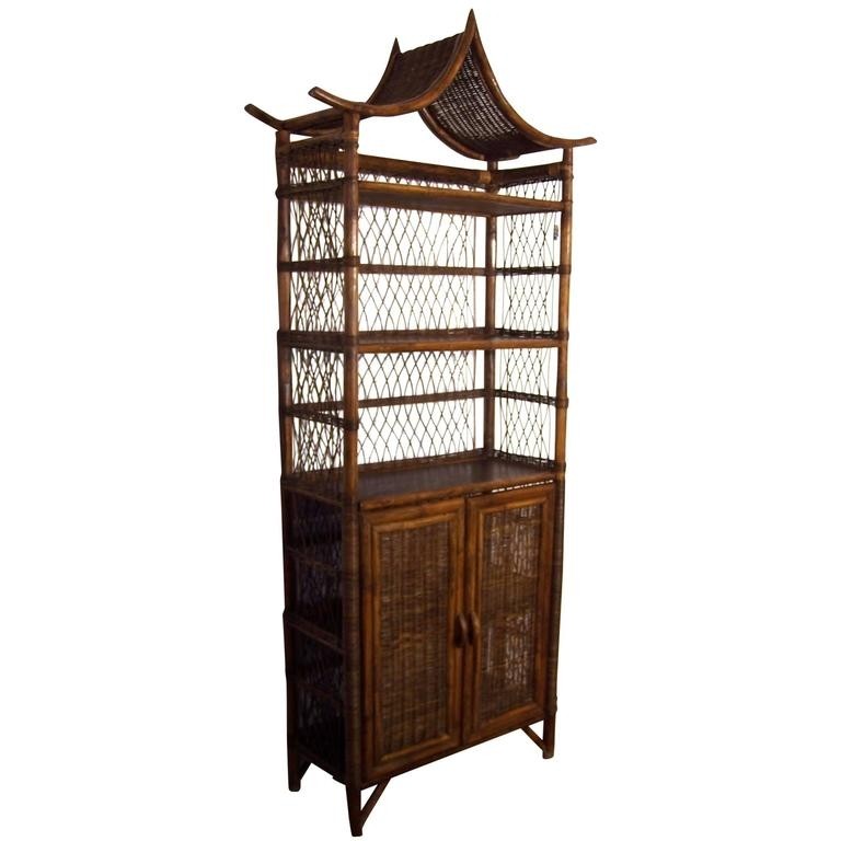 Rattan and wicker bookcase at 1stdibs