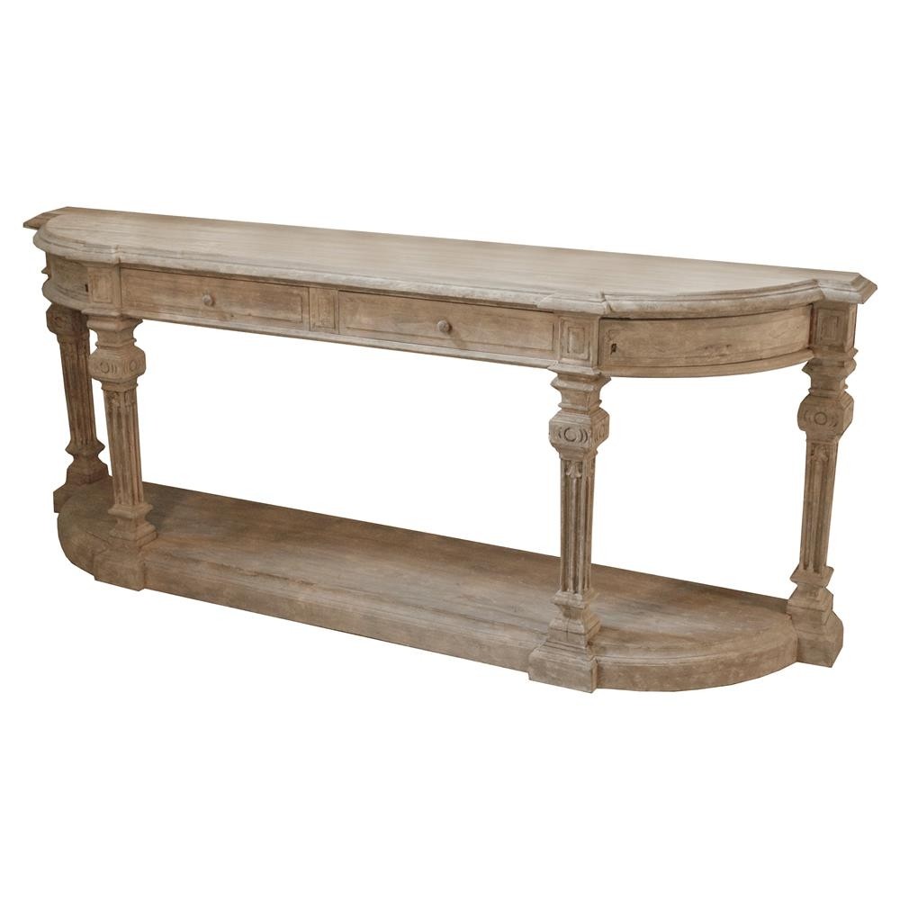 Robynn french country brown wood demilune console table