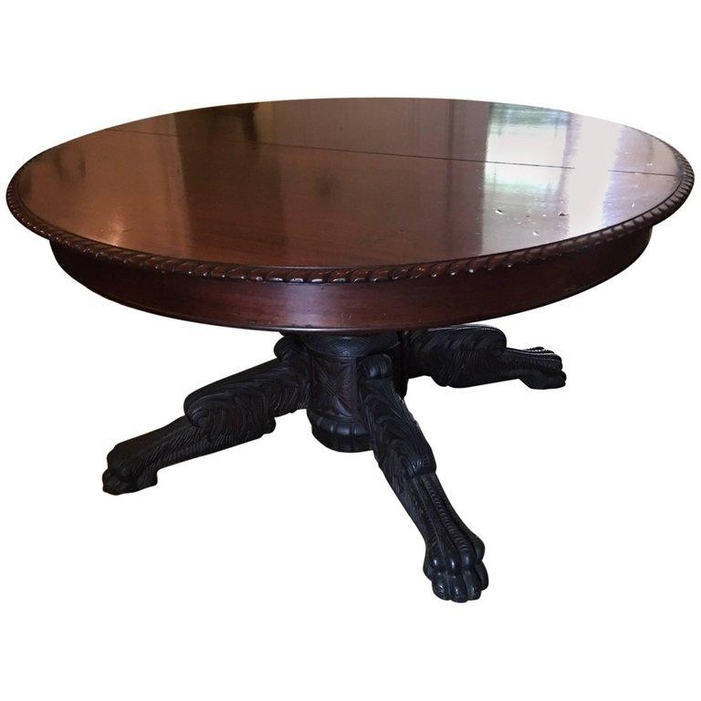 Round american empire pedestal dining table with extension
