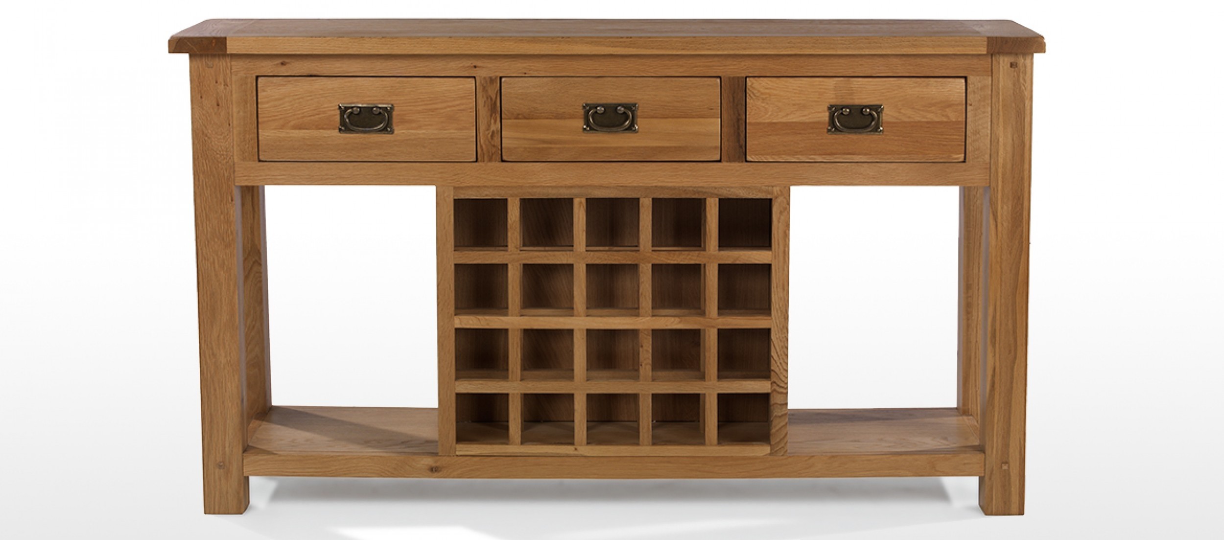Rustic oak wine rack console table quercus living