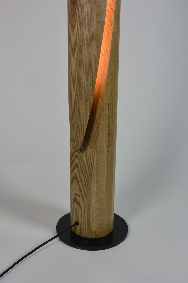 Shear minimalist wooden column led floor lamp for sale at