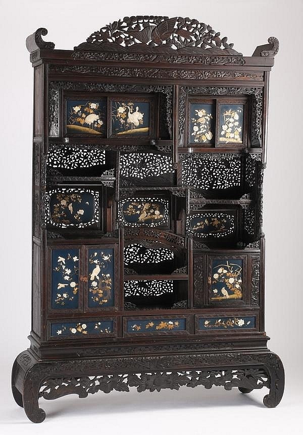 Sold price 19th c chinese inlaid curio cabinet october