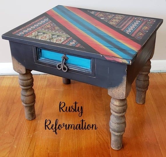Southwestern tapestry end tables etsy in 2020 end