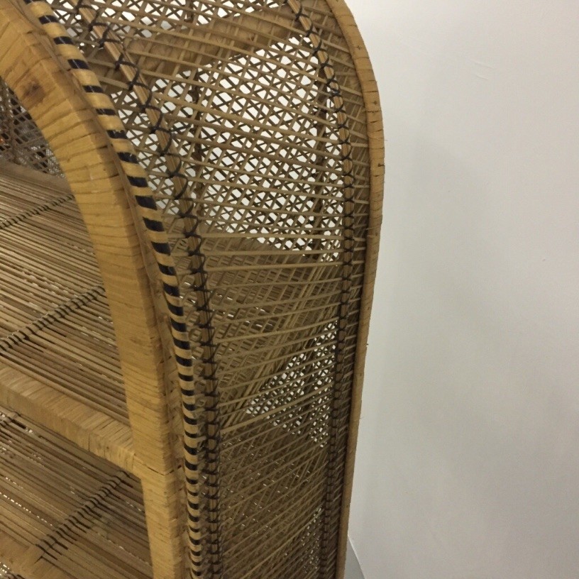 Southwestern woven wicker bookcase dome top 5 shelf rattan 3