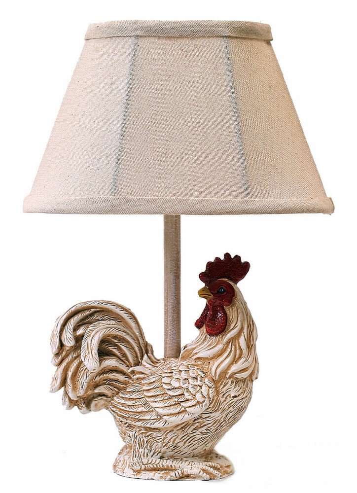 Table lamps standing proud rooster accent lamp white