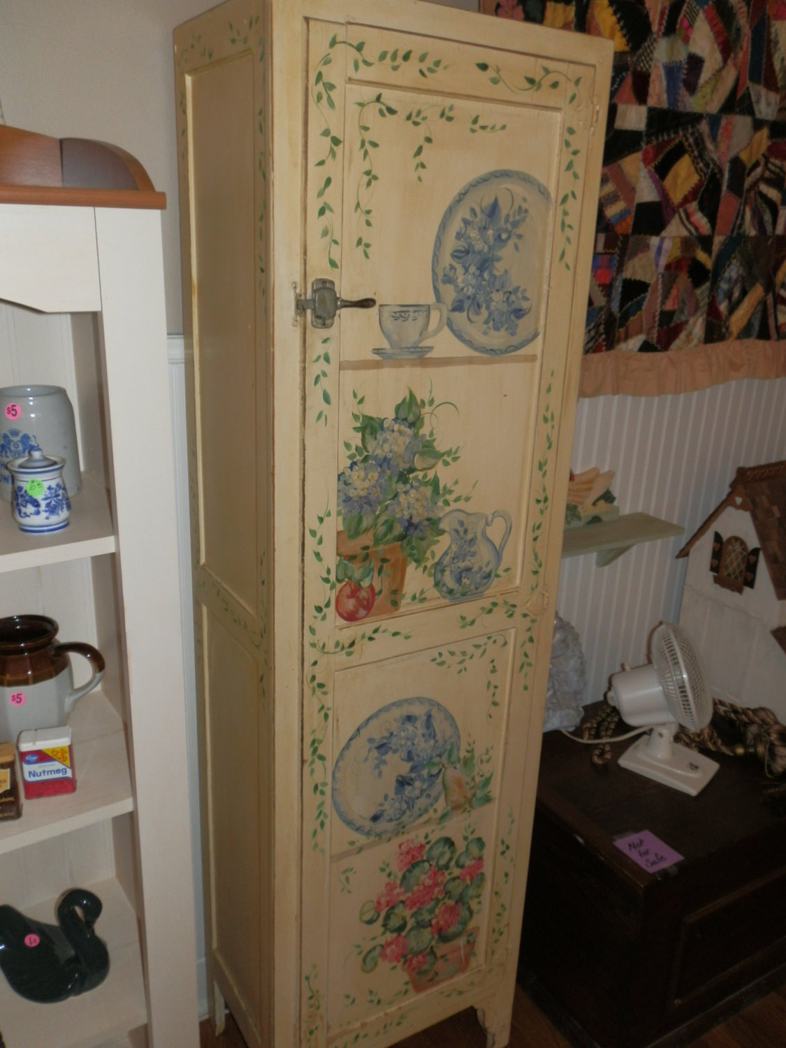 Tall pantry hand painted cabinet for your kitchen or for