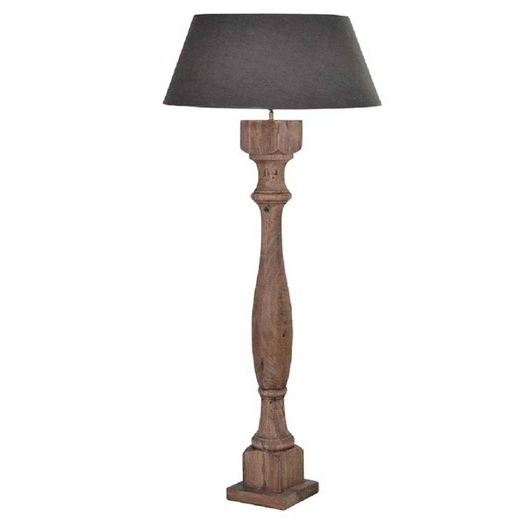 Tall wooden column floor lamp brown or grey by the