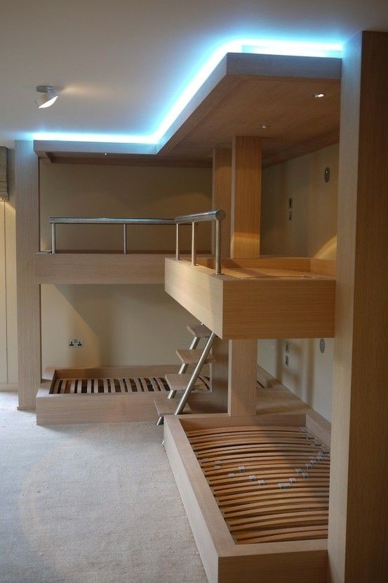 The ultimate l shaped bunk beds in oak with lighting
