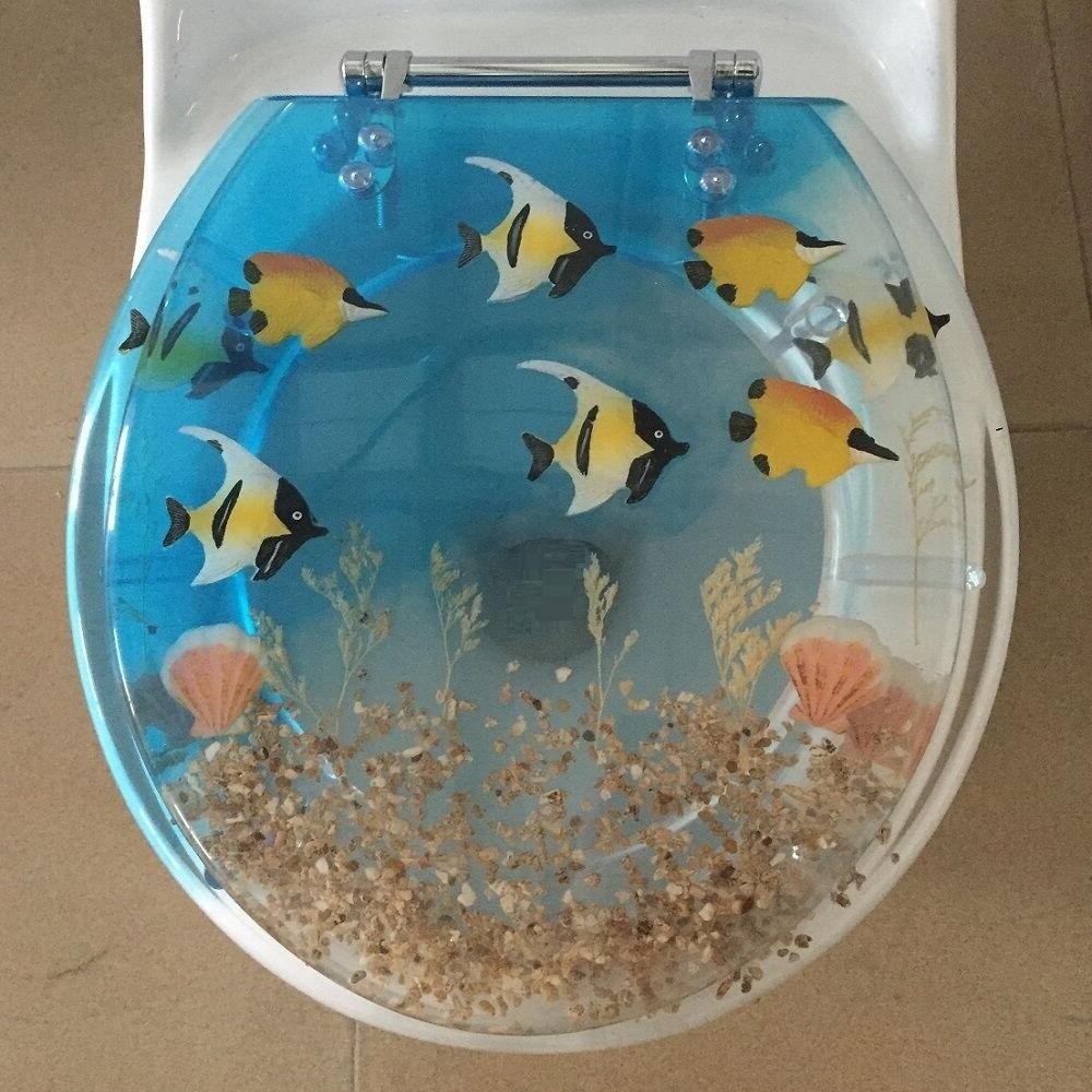 Toilet seats elongated fish aquarium acrylic oval shaped