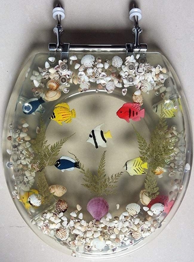 Transparent fish aquarium standard size toilet seat with 1