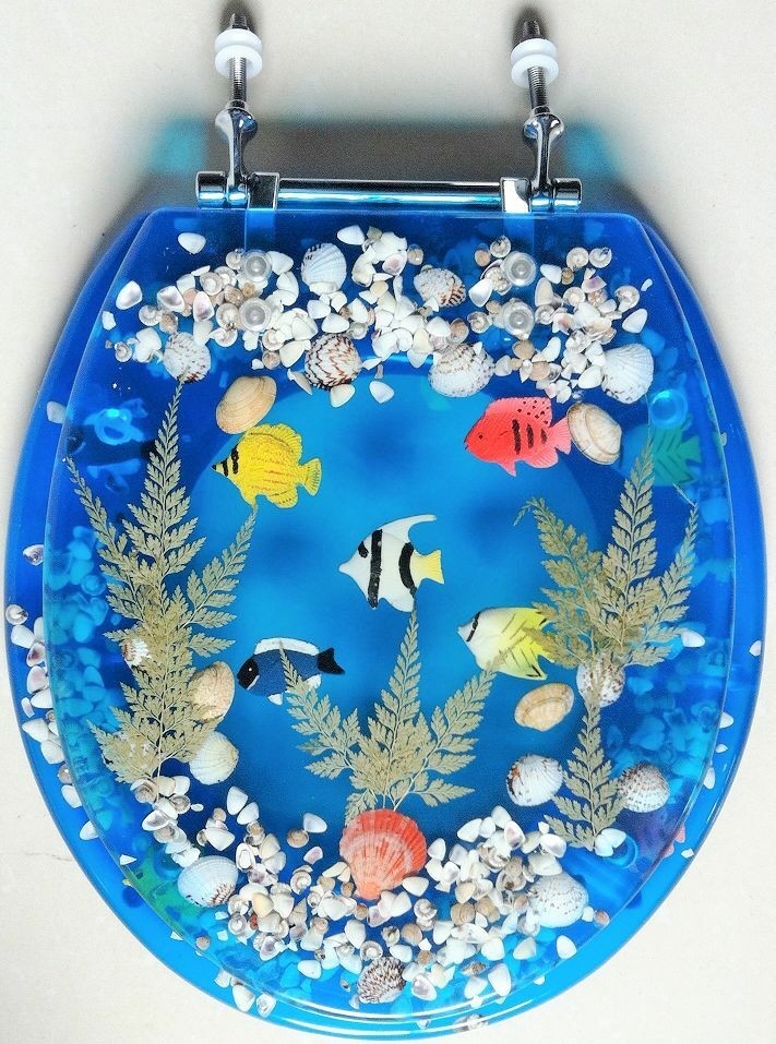 Transparent fish aquarium standard size toilet seat with