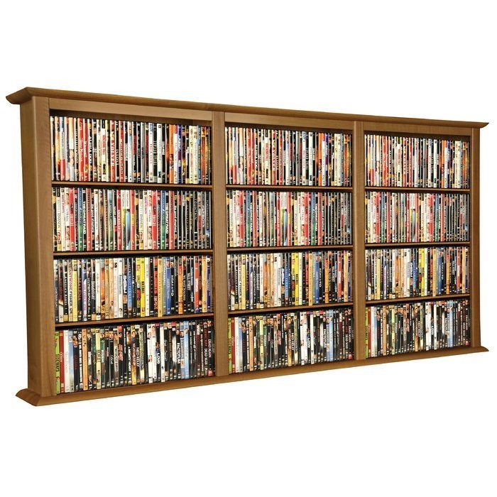 Triple wall mounted storage rack dvd storage shelves