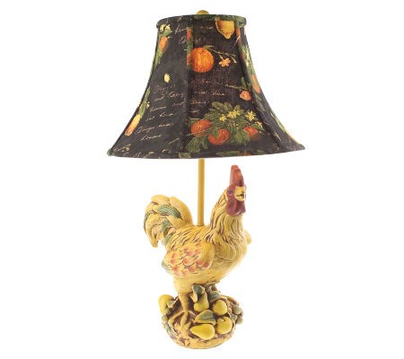 Tuscan rooster table lamp w fruit shade by valerie