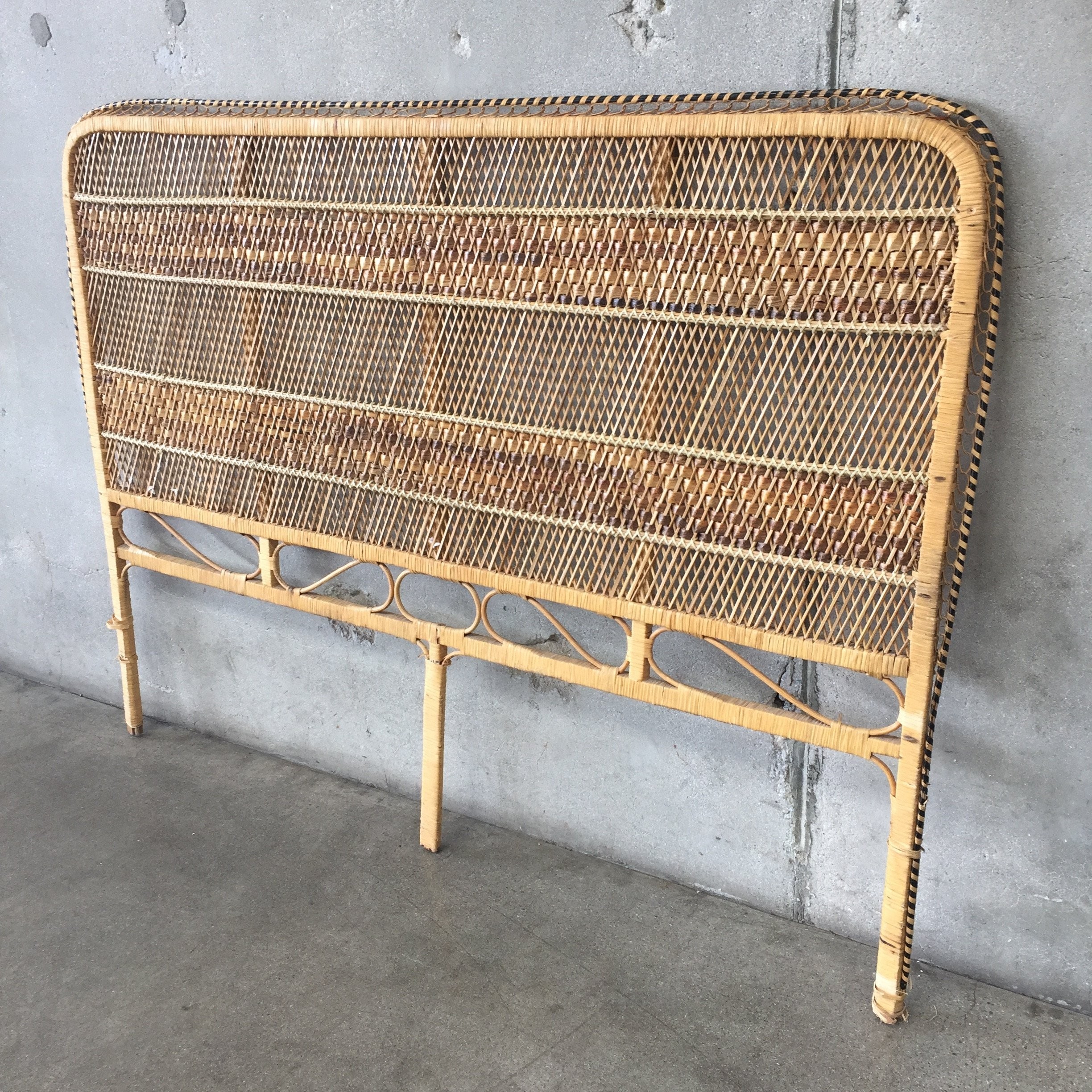 Vintage rattan full size headboard urbanamericana 1