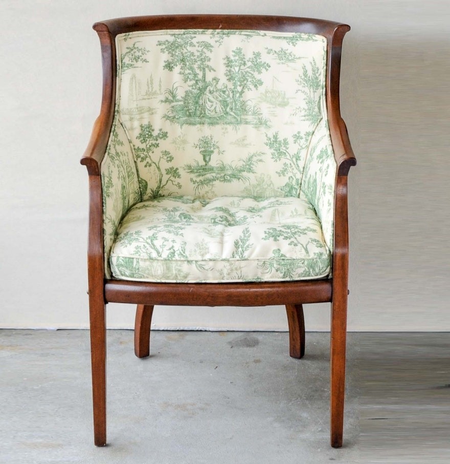 Vintage upholstered barrel chair ebth