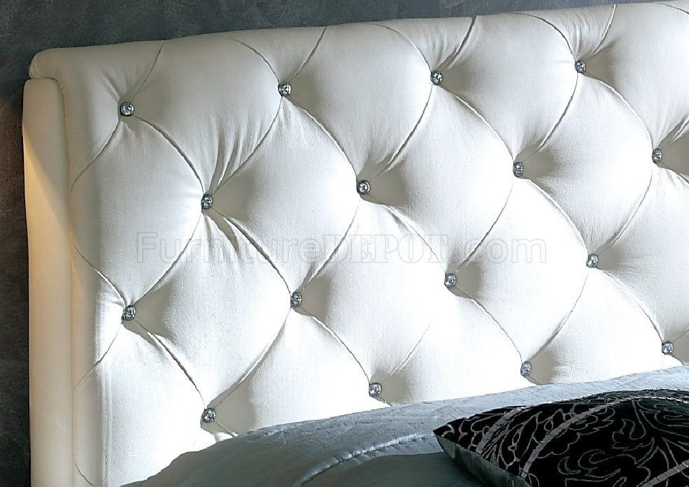 White nelly bed by esf w modern tufted leather headboard